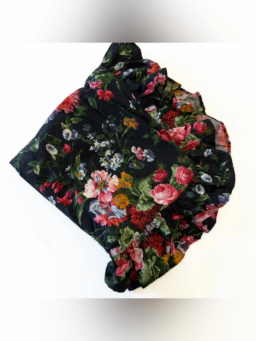 Ralph Lauren Isadora Black Floral Ruffled Euro Sham